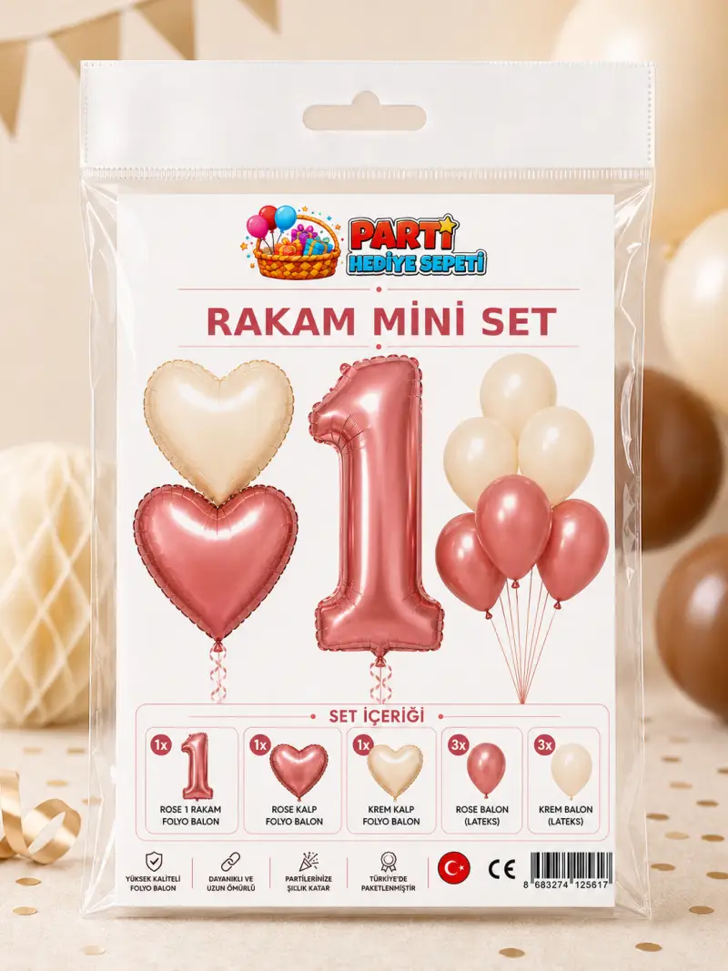 Rosegold Rakam Mini Parti Seti (1) - Toptan Parti Malzemesi