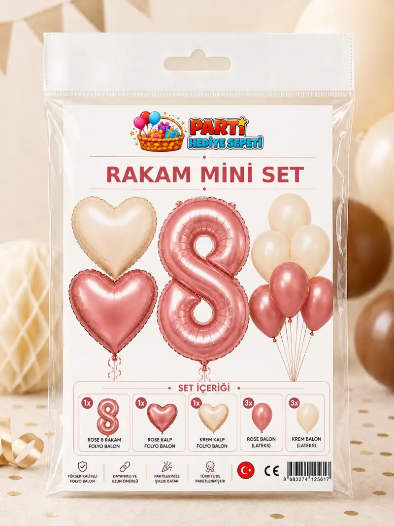 Rosegold Rakam Mini Parti Seti (8)