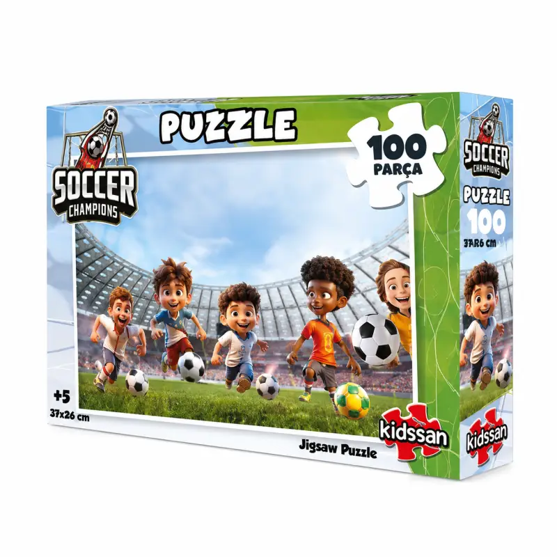 Soccer Champions 100 Parça Çocuk Puzzle - Toptan Parti Malzemesi