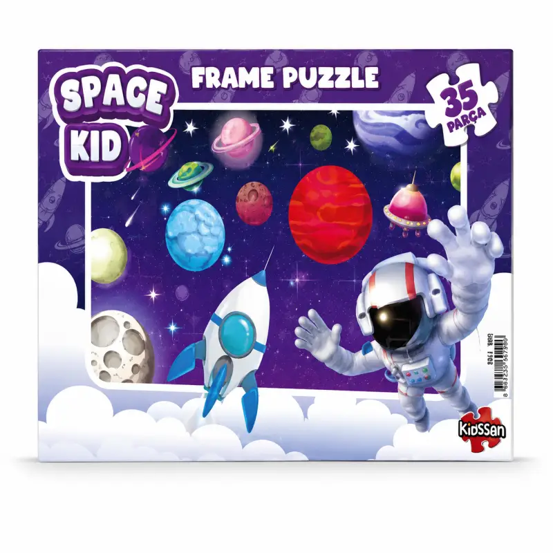 Space Kid Uzay Temalı 35 Parça Çerçeveli Puzzle - Toptan Parti Malzemesi