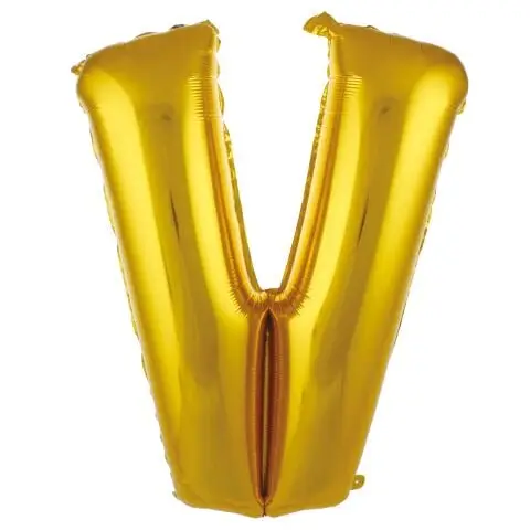 V- HARF 34 İNC GOLD RENK BALON 76 CM - Toptan Parti Malzemesi