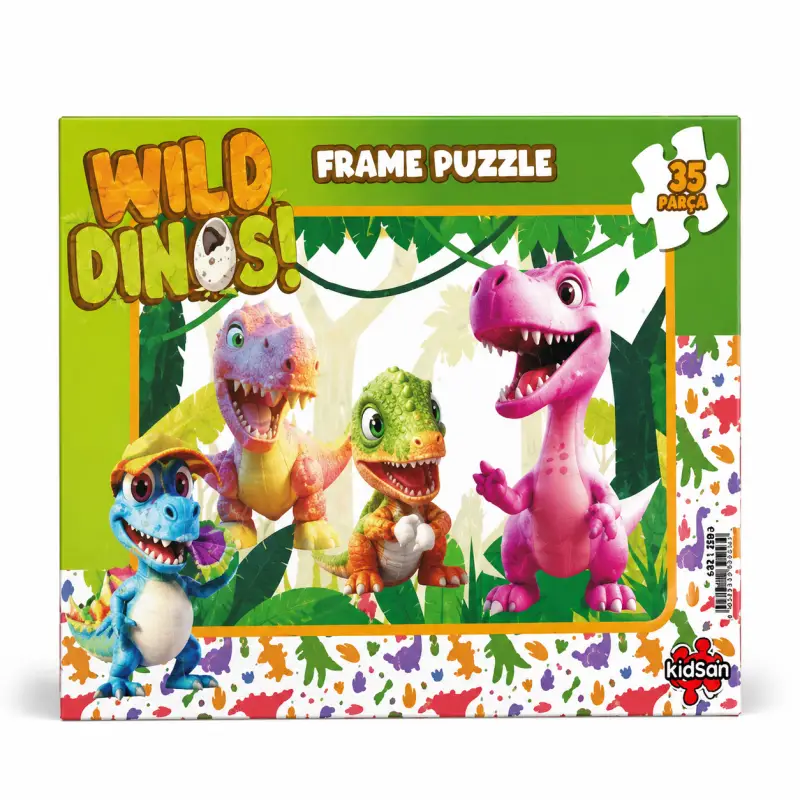 Wild Dinos Dinozor Temalı 35 Parça Çerçeveli Puzzle - Toptan Parti Malzemesi
