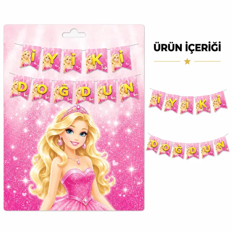 İyi ki Doğdun Zikzak Banner Barbie