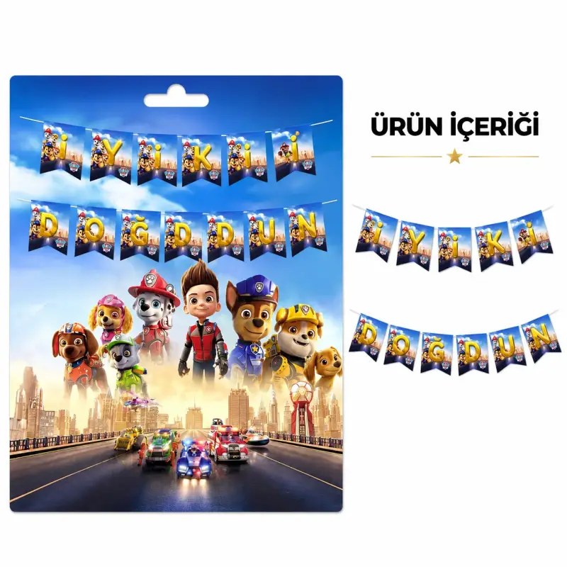 İyi ki Doğdun Zikzak Banner Paw Petrol - Toptan Parti Malzemesi
